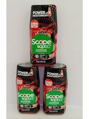 SET OF 3 Crest Scope Squeez Cinnamint Mouthwash Concentrate Bottle Squeeze